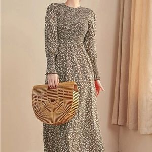 SHEIN ditsy floral brown dress, size L